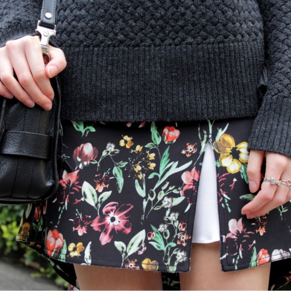 3.1‎ Phillip Lim Floral Print Silk Mini Skirt